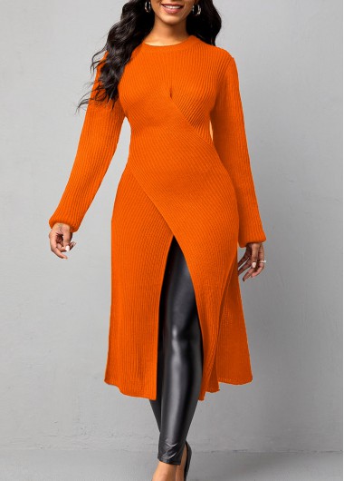 Rosewe Trendy Long Sleeve Cross Front Round Neck Sweater - XL