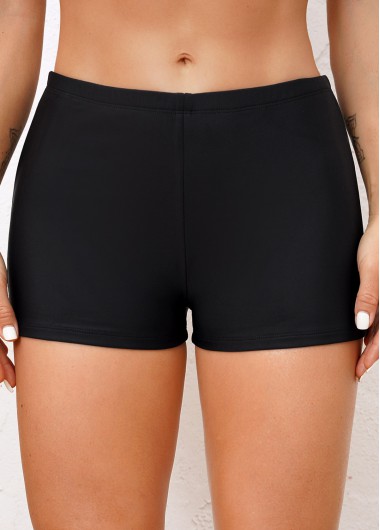 Rosewe Mid Waisted Elastic Detail Black Swimwear Shorts - M