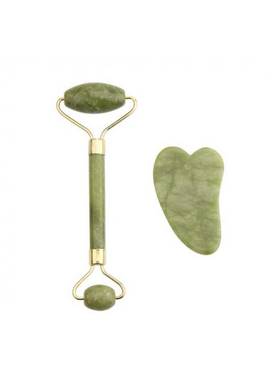 Rosewe Green Metal Facial Roller and Scrapping Plate - One Size