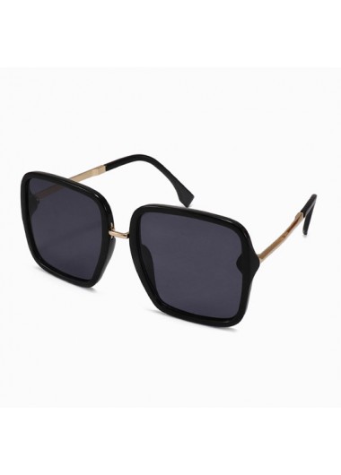 Rosewe Grey Lenses Metal Detail Black Frame Sunglasses - One Size