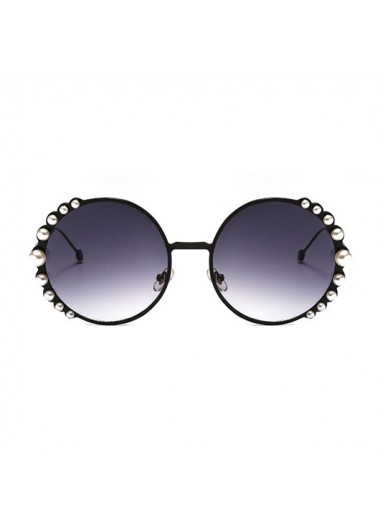 Rosewe Pearl Design Cirle Detail Black Frame Sunglasses - One Size