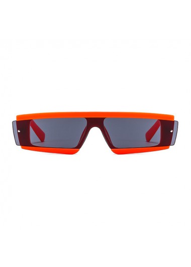 Rosewe Orange Frame Rectangle Design Contrast Sunglasses - One Size