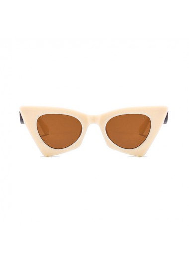 Rosewe Cat Eye Frame Beige Metal Detail Sunglasses - One Size