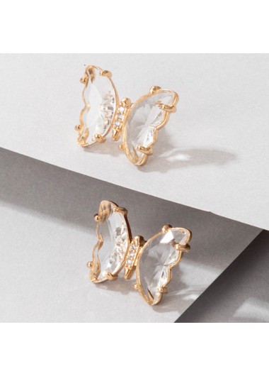 Rosewe Chic Valentines Gold Butterfly Metal Detail Earrings - One Size