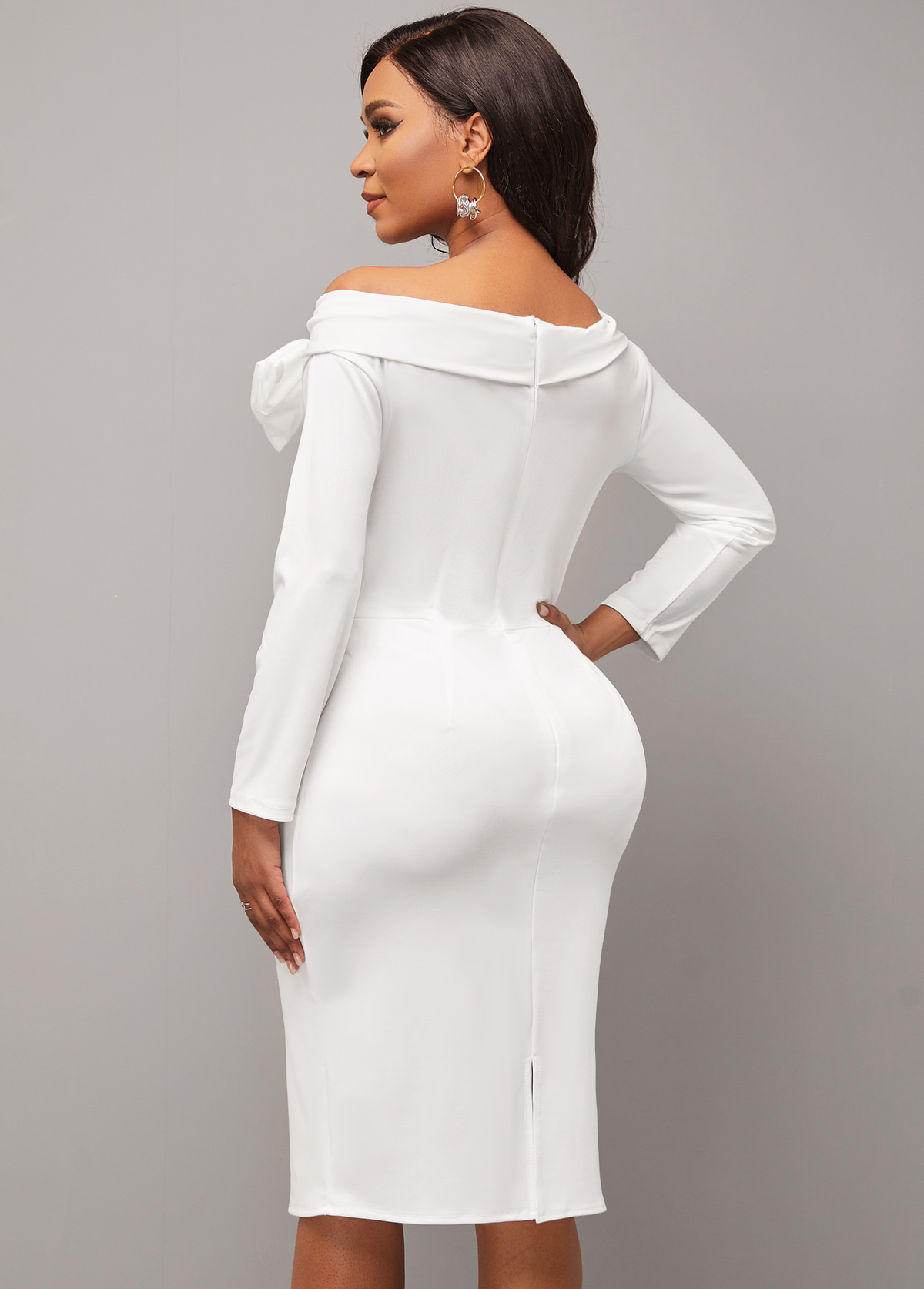White Off Shoulder Bowknot Bodycon Dress