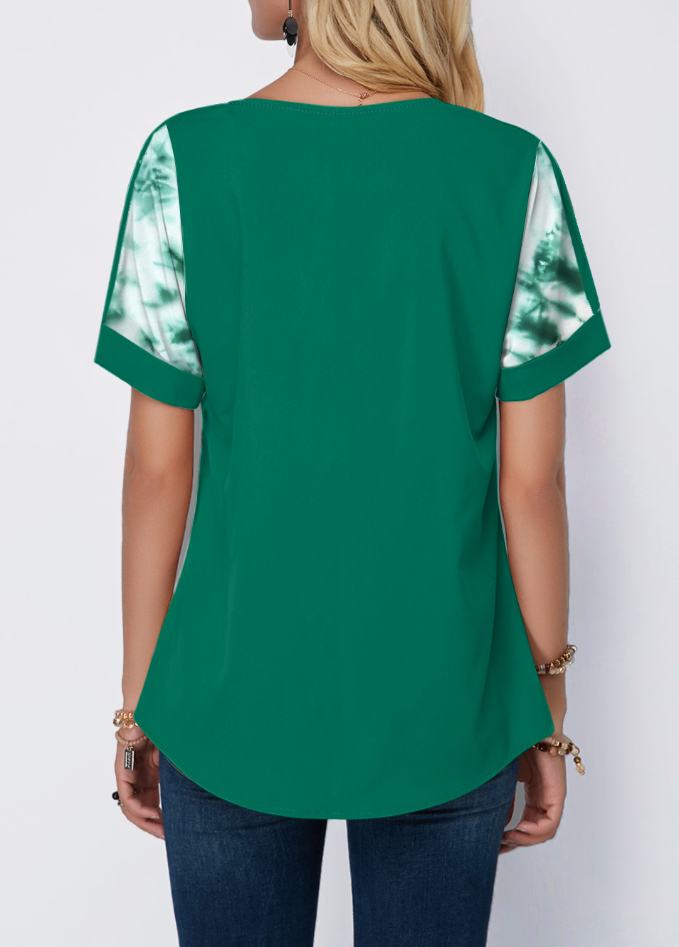 Patricks Day Tie Dye Print Green T Shirt