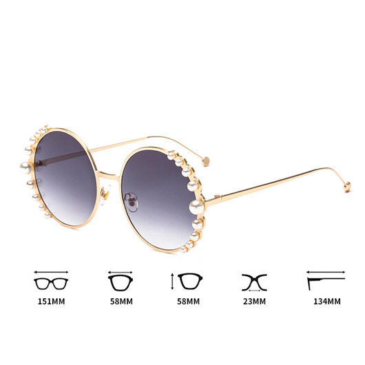 Round Frame Gold Metal Detail Sunglasses