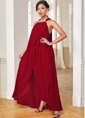 Overlay Embellished Neck Chiffon Sleeveless Jumpsuit