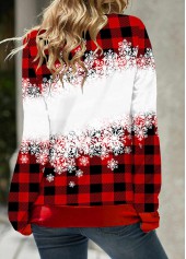 Christmas Snowman Print Red Drawstring Sweatshirt