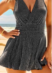 Shining Black Cross Strap Swimdress Top-No Bottom