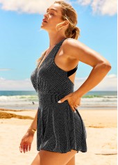 Shining Black Cross Strap Swimdress Top-No Bottom