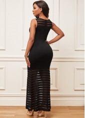 Black Sheer Mesh Stitching Mermaid Dress