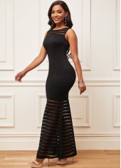 Black Sheer Mesh Stitching Mermaid Dress