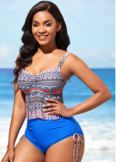 Tassel Tribal Print High Waist Bikini Set