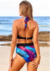 Feathers High Waisted Halter Multi Color Bikini Set