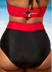 High Waisted Bowknot Color Block Bikini Set