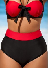 High Waisted Bowknot Color Block Bikini Set