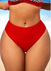 Tassel Red Striped Mid Waist Bikini Set