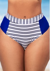 Royal Blue Stripe Print Contrast Bikini Set