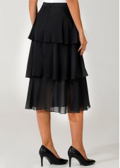 Black Layered Hem High Waist Skirt