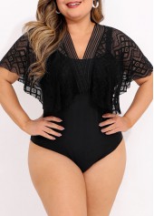 Black Plus Size Lace Stitching One Piece Swimwear