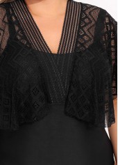 Black Plus Size Lace Stitching One Piece Swimwear