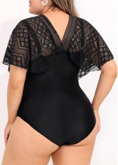 Black Plus Size Lace Stitching One Piece Swimwear