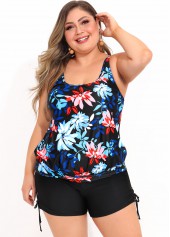 Floral Print Wide Strap Plus Size Tankini Top-No Bottom