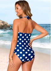 Halter Polka Dot Blue One Piece Swimwear