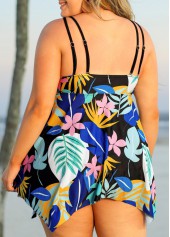 Hanky Hem Leaf Print Plus Size Swimdress Top-No Bottom