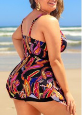Multi Color Paisley Print Plus Size Swimdress Top-No Bottom