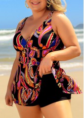 Multi Color Paisley Print Plus Size Swimdress Top-No Bottom