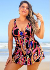 Multi Color Paisley Print Plus Size Swimdress Top-No Bottom