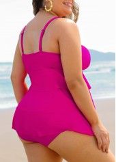 Hot Pink Layered Hem Plus Size Tankini Set