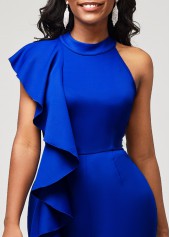Flounce One Shoulder Royal Blue Jumpsuit