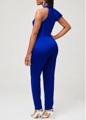 Flounce One Shoulder Royal Blue Jumpsuit