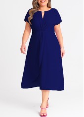 Navy Blue Plus Size Short Sleeve Dress