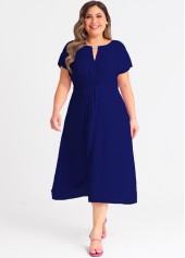 Navy Blue Plus Size Short Sleeve Dress