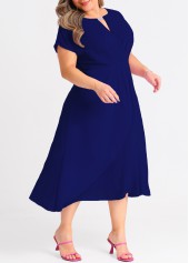 Navy Blue Plus Size Short Sleeve Dress