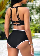 Black High Waisted Contrast Bikini Set