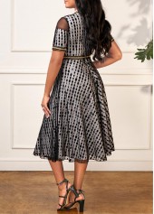 Black Polka Dot Round Neck Dress