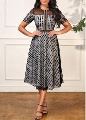 Black Polka Dot Round Neck Dress