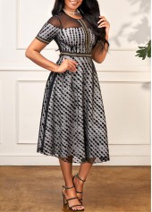Black Polka Dot Round Neck Dress