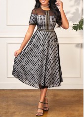 Black Polka Dot Round Neck Dress