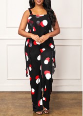 Wide Strap Polka Dot Black Jumpsuit