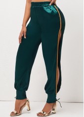 Lace Up Side Slit Dark Green Pants