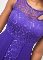 Chiffon Cutout Lace Patchwork Lavender Dress