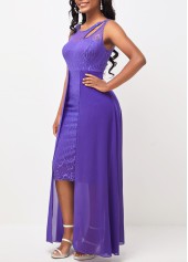 Chiffon Cutout Lace Patchwork Lavender Dress
