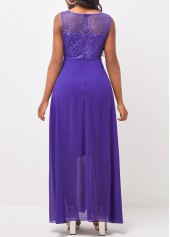 Chiffon Cutout Lace Patchwork Lavender Dress