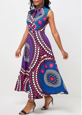 Multi Color Tribal Print Double Side Pockets Dress